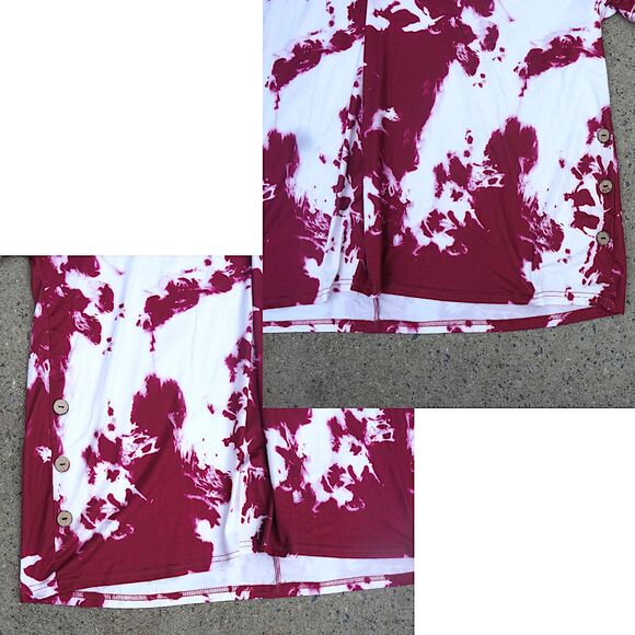 SHEIN Curve 4XL Maroon & White Tie-Dye Oversized Tee Wood Buttons - Picture 5 of 5